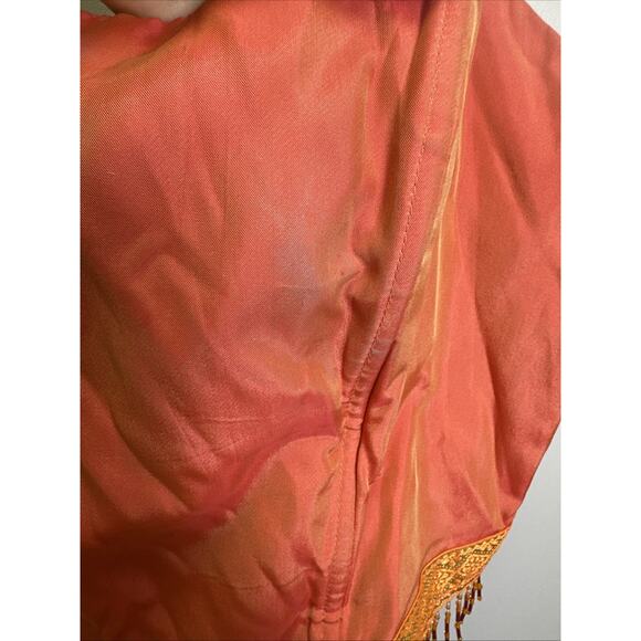 VTGY2K Niki Livas Corset Top 14 Spaghetti Strap Gold Trip Beaded Fringe Orange - Picture 7 of 9